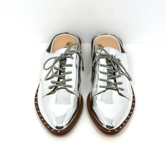 NEW Sam Edelman Lowell Oxford Mules Chrome Silver - Picture 6 of 6